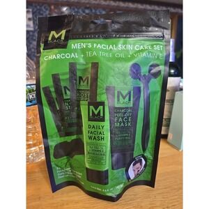 M Black Mens Facial Skin Care Gift Set Charcoal & Tea Tree